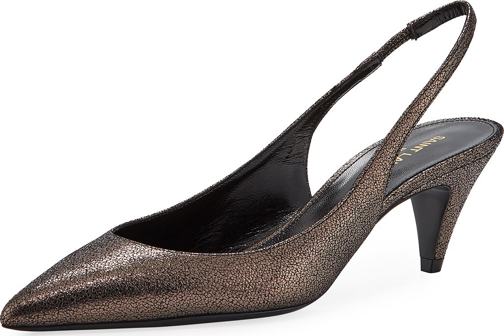 Saint Laurent Charlotte Metallic Slingback Pump