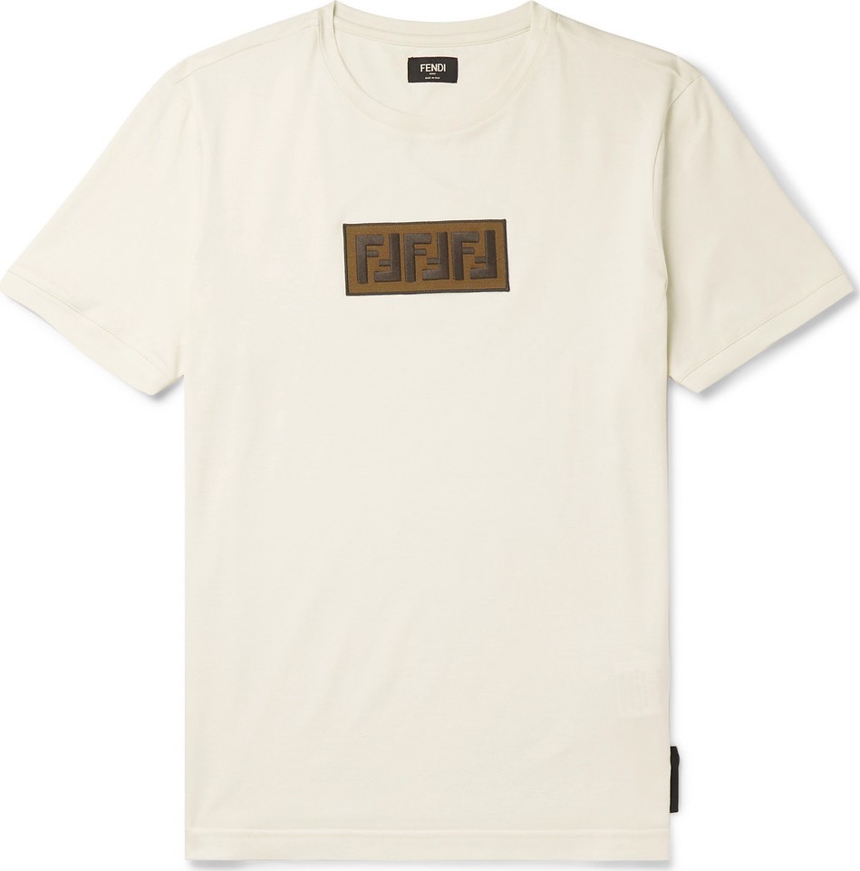 Fendi Logo-Embroidered Cotton-Jersey T-Shirt