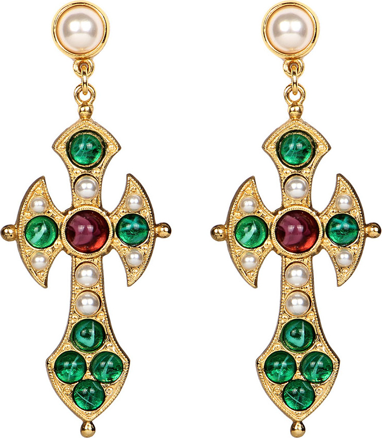 Ben-Amun Narrow Cross Dangle Earrings