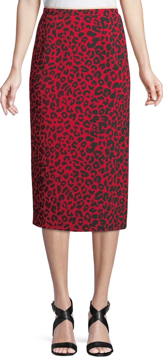 Nº21 Leopard-Print Striped Midi Skirt