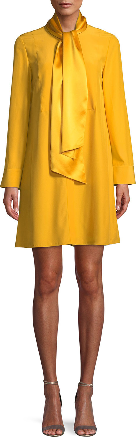 Tory Burch Sophia Silk-Satin Neck-Tie Dress