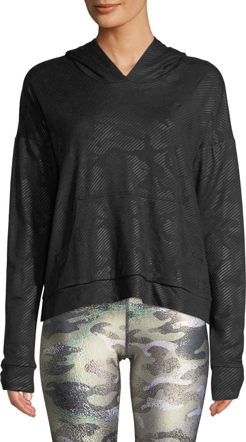 Terez Camo Foil Printed Cross-Back Hoodie Sweatshirt
