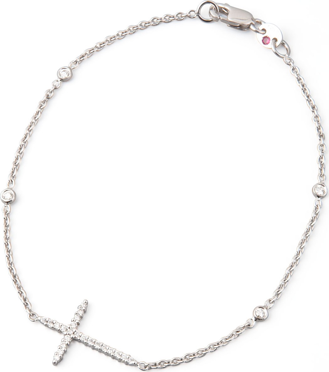 Roberto Coin Integrated Diamond Cross Bracelet, White Gold