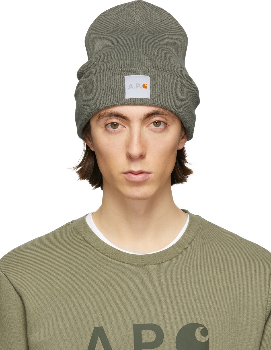 A.P.C. Khaki Carhartt WIP Edition Whatchover Beanie