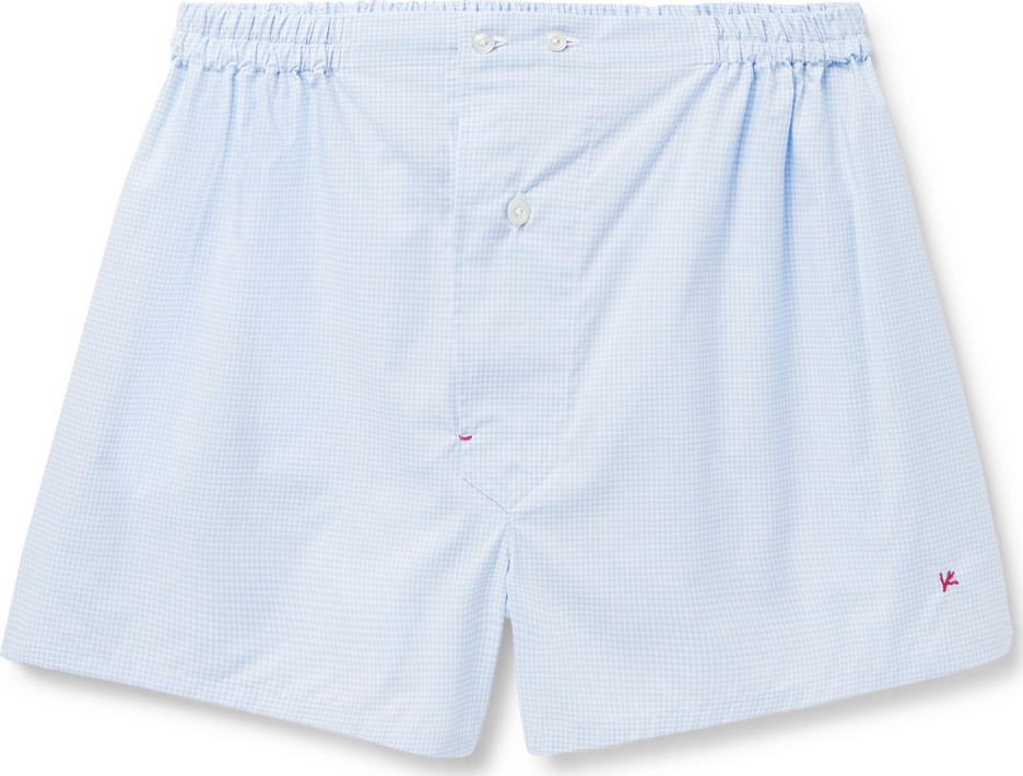 Isaia Gingham Cotton Boxer Shorts
