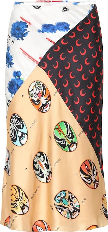 Marine Serre Printed silk skirt