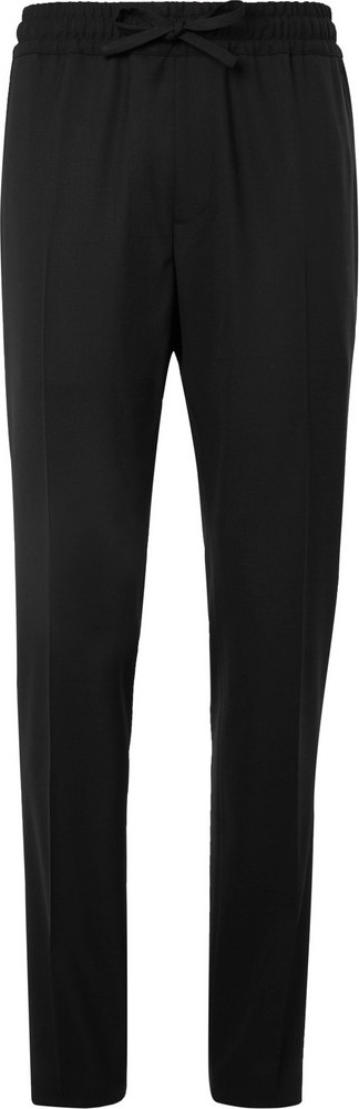 Versace Black Slim-Fit Virgin Wool Drawstring Suit Trousers