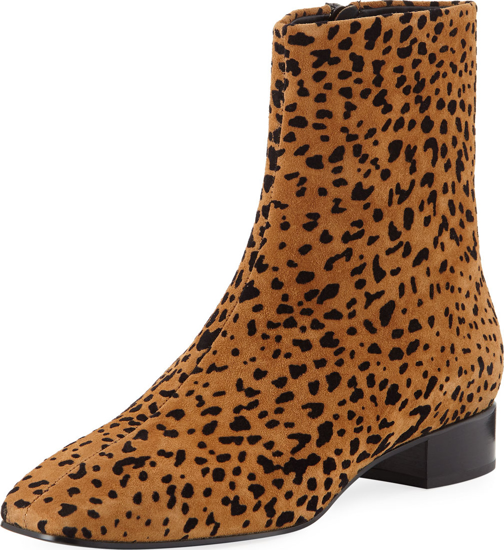 Rag & Bone Aslen Flat Cheetah-Print Suede Booties