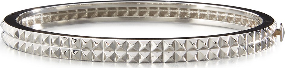 Roberto Coin 18K White Gold Pyramid Rock & Diamonds Bangle