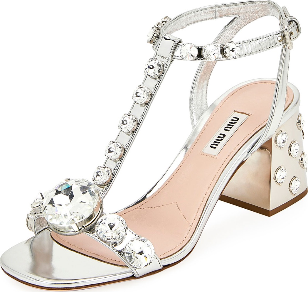Miu Miu Rhinestone Embellished Sandals