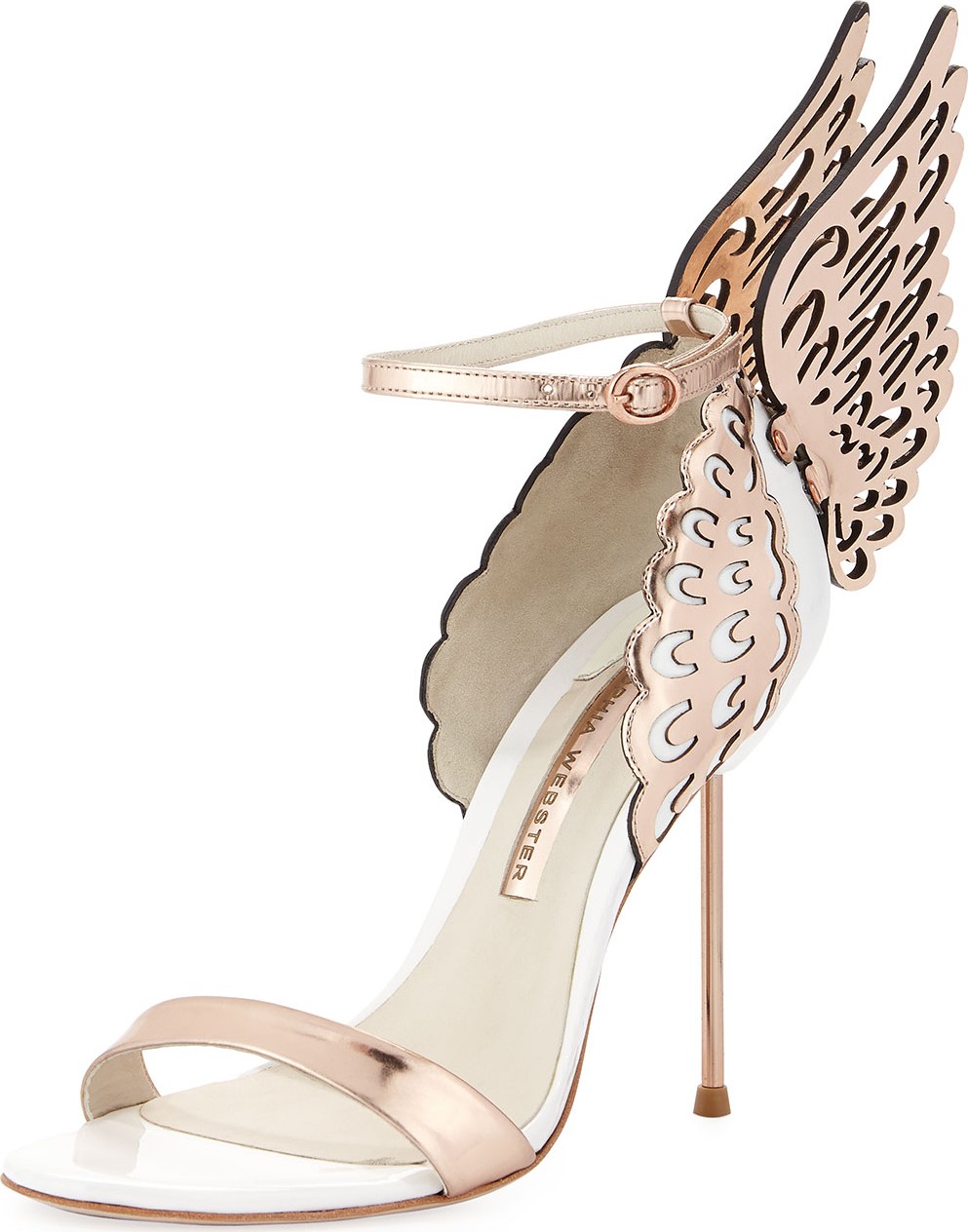 Sophia Webster Evangeline Angel Wing Sandals, Rose Gold/White