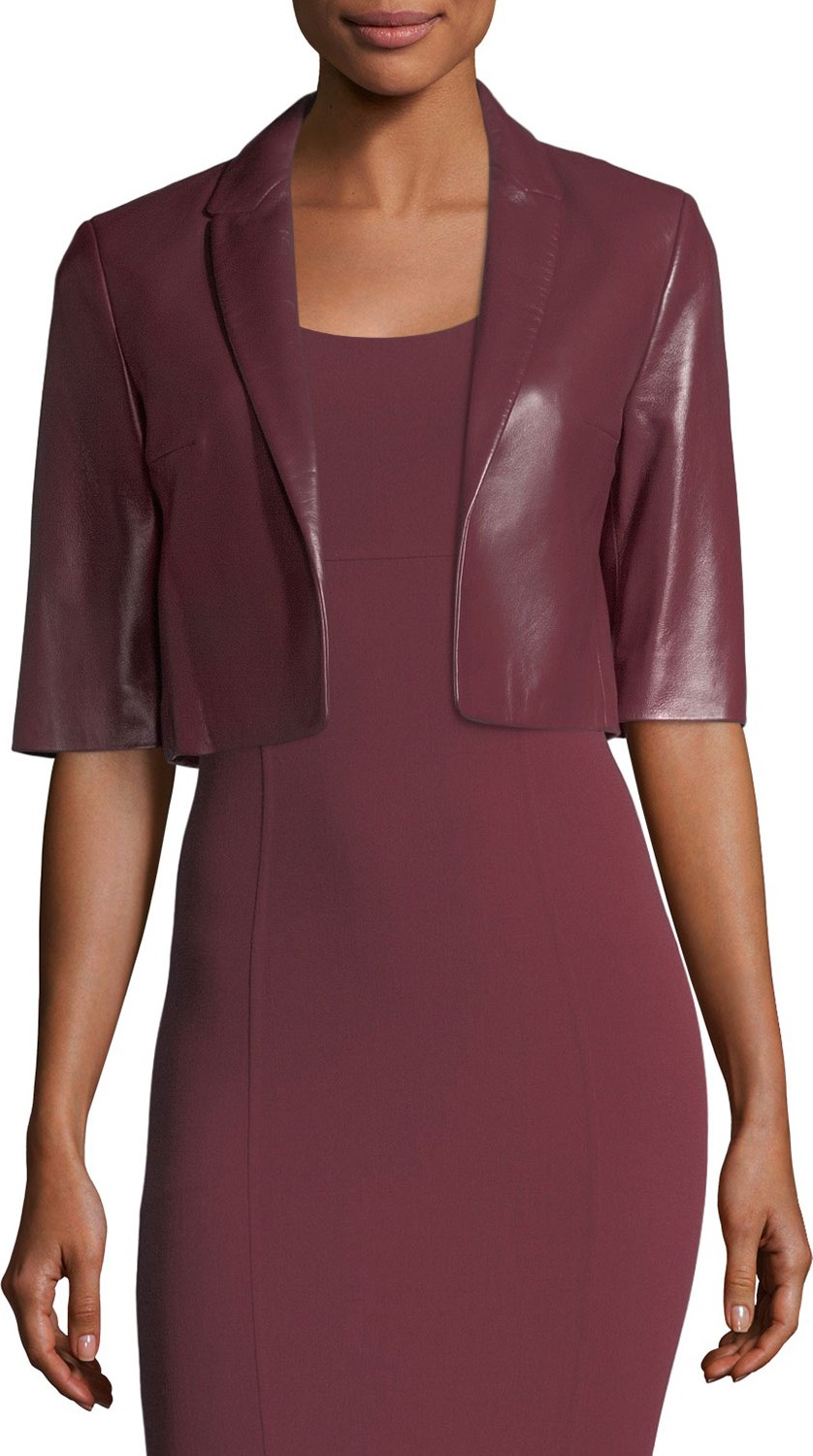 Michael Kors Collection Cropped Plonge Leather Jacket