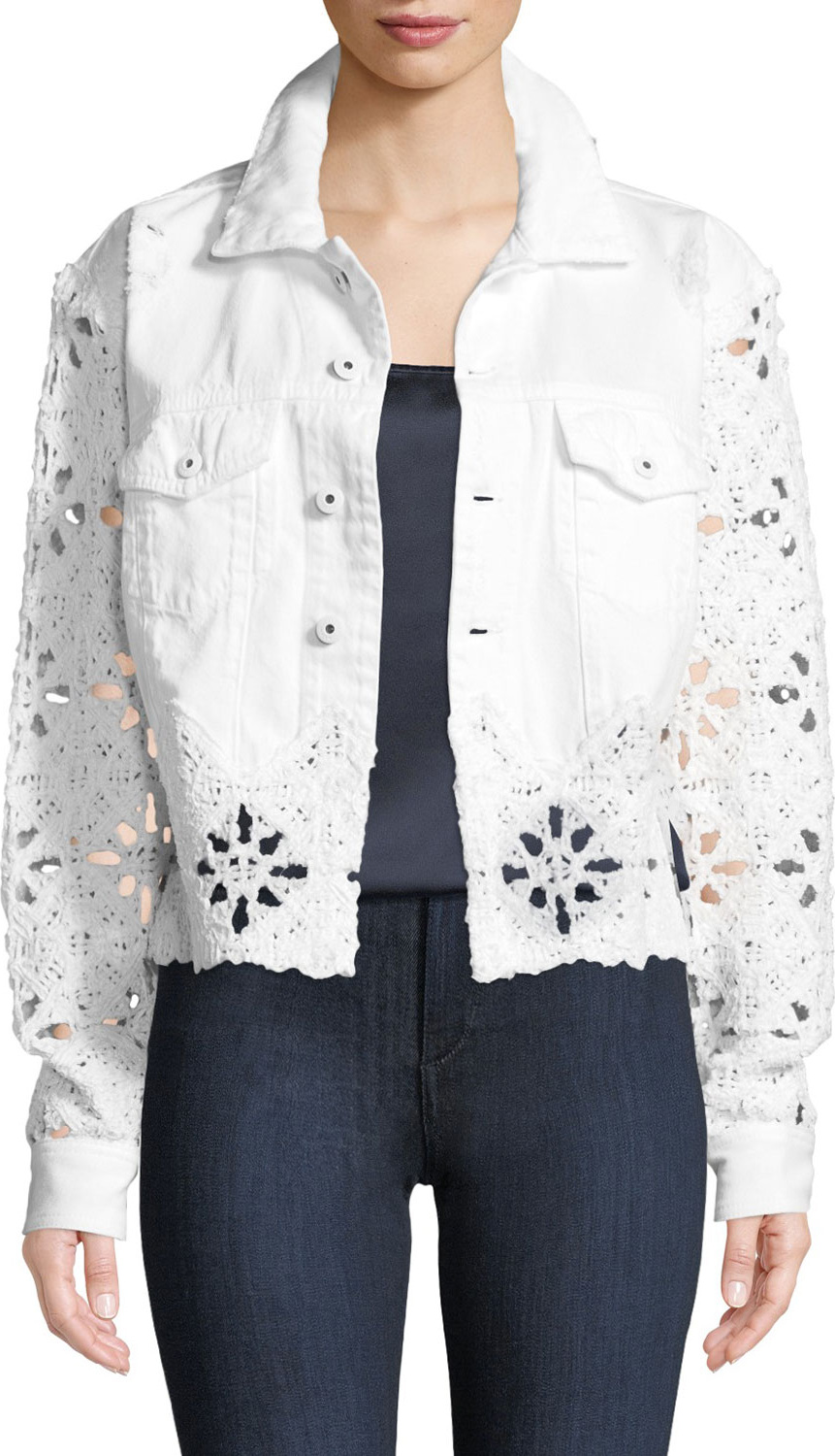 Jonathan Simkhai Macrame Denim Cropped Jacket