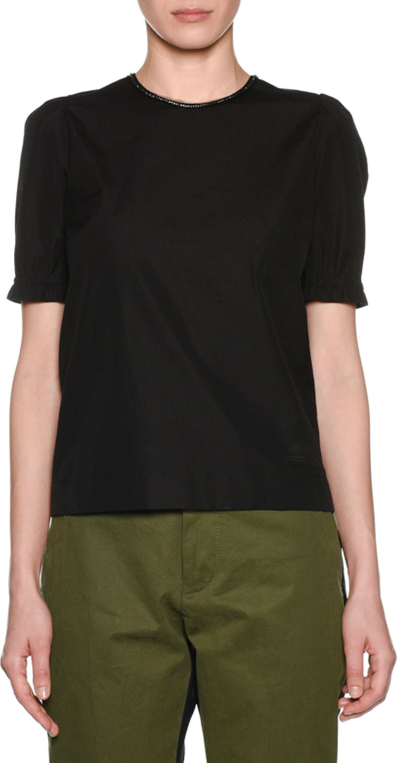 Nº21 Embellished Scoop-Neck Cotton T-Shirt