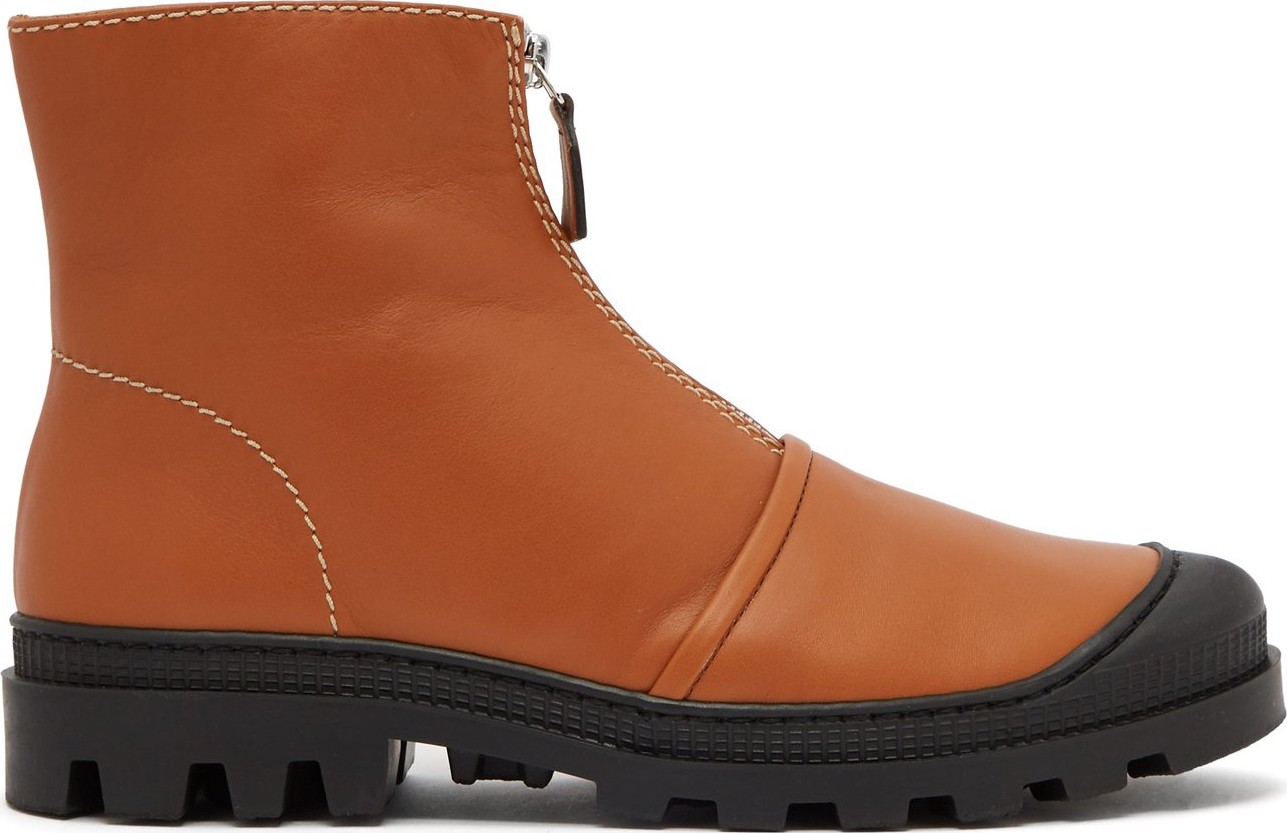 LOEWE Zip-front leather ankle boots