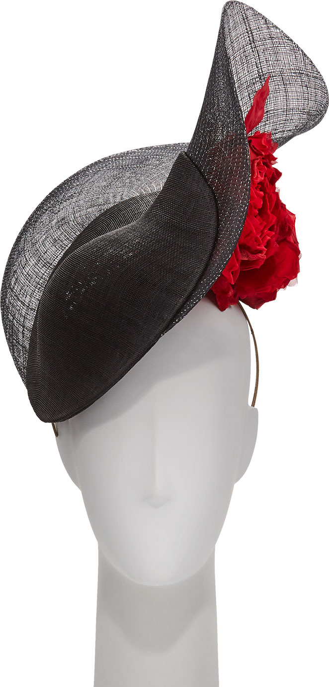 Philip Treacy Lurex Halo Straw Hat w/ Rosettes