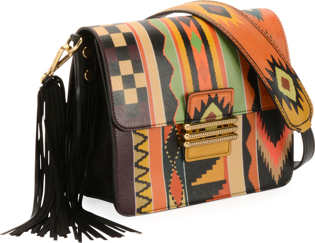 Etro Rainbow Western Printed Leather Shoulder Bag