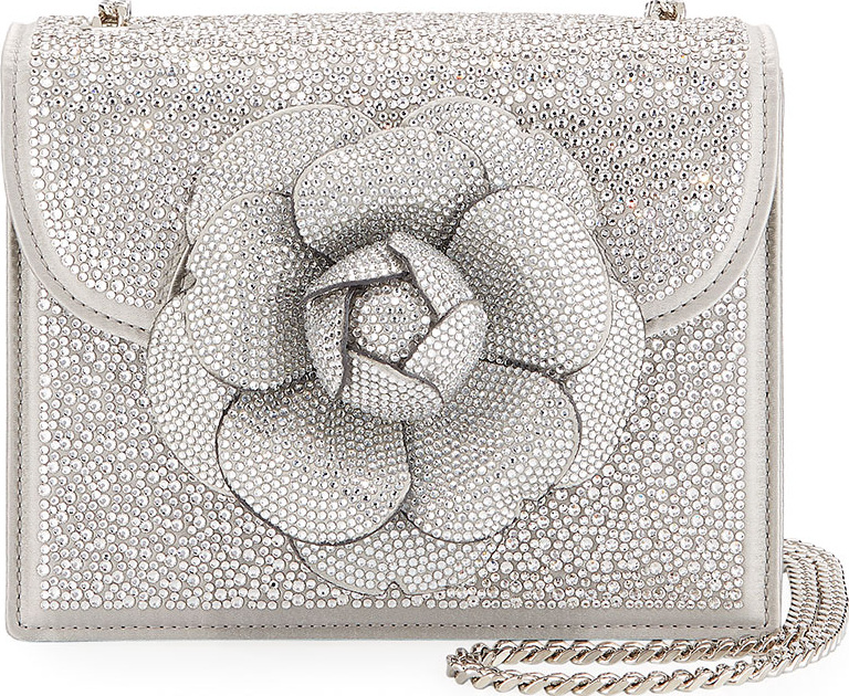 Oscar De La Renta Mini Tro Crystal Suede Crossbody Bag