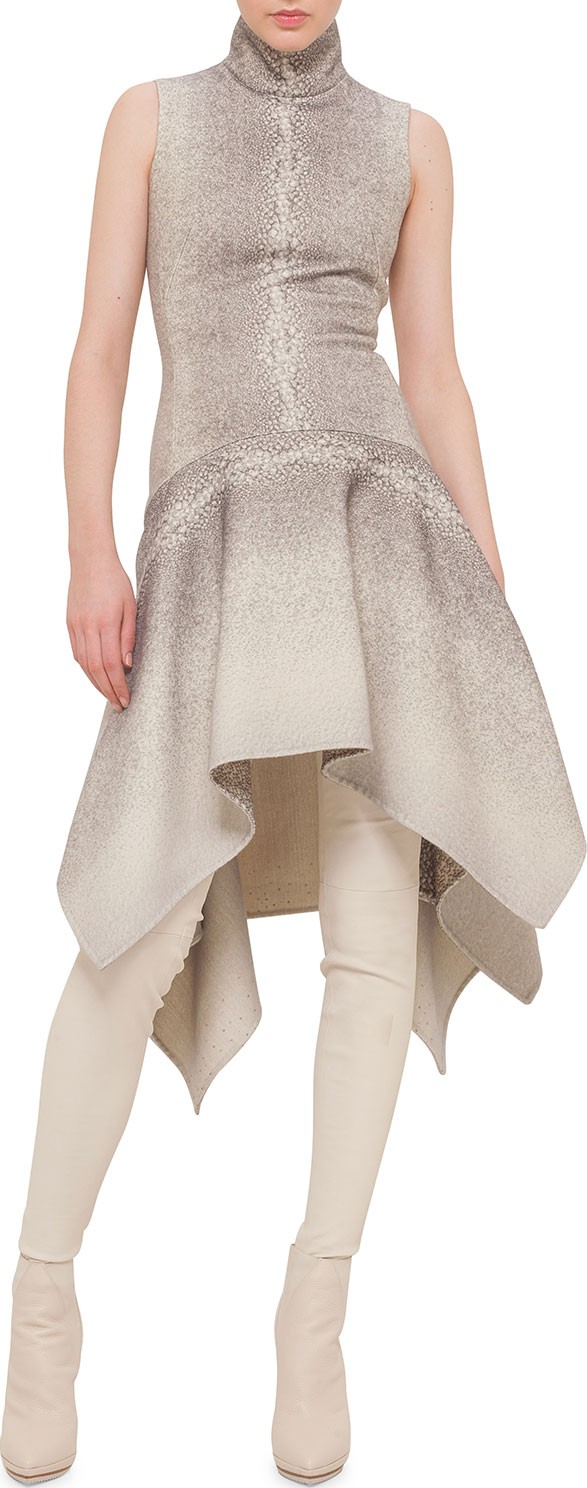 Akris Whey-Print Asymmetric Dress