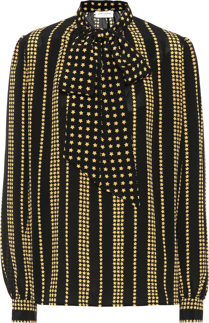 Saint Laurent Printed silk crêpe blouse