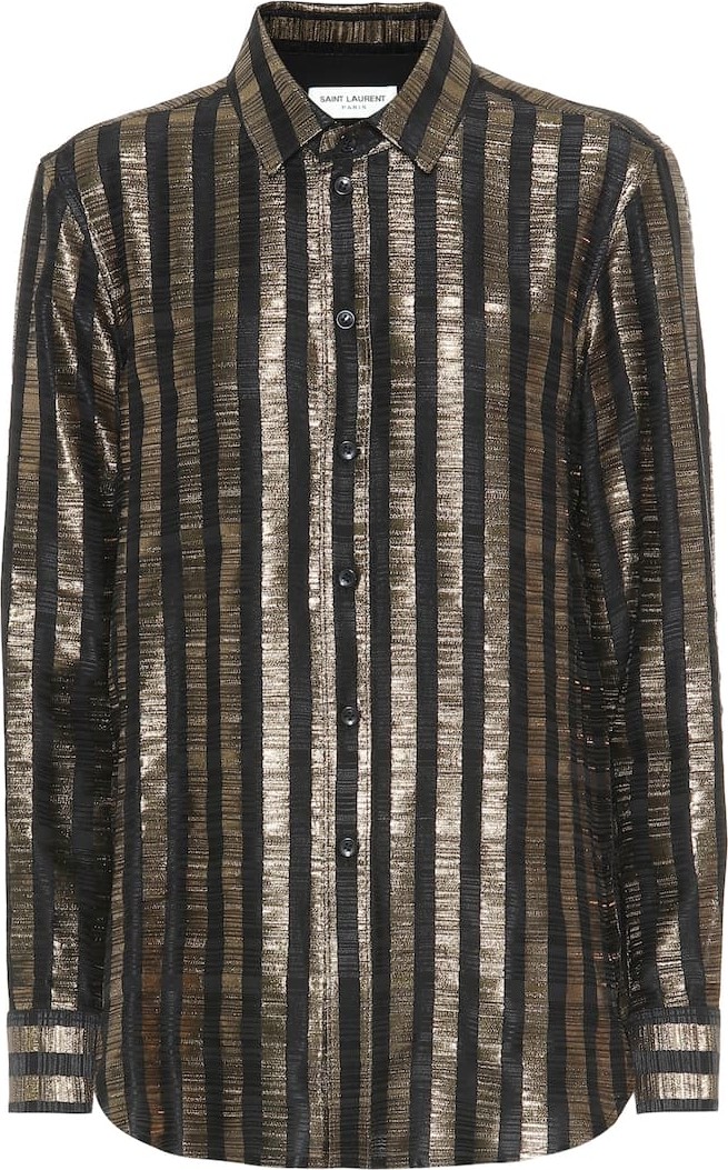 Saint Laurent Striped silk-blend lamé shirt