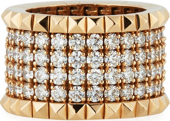 Roberto Coin 18k Rose Gold Diamond & Stud Ring, Size 6.5