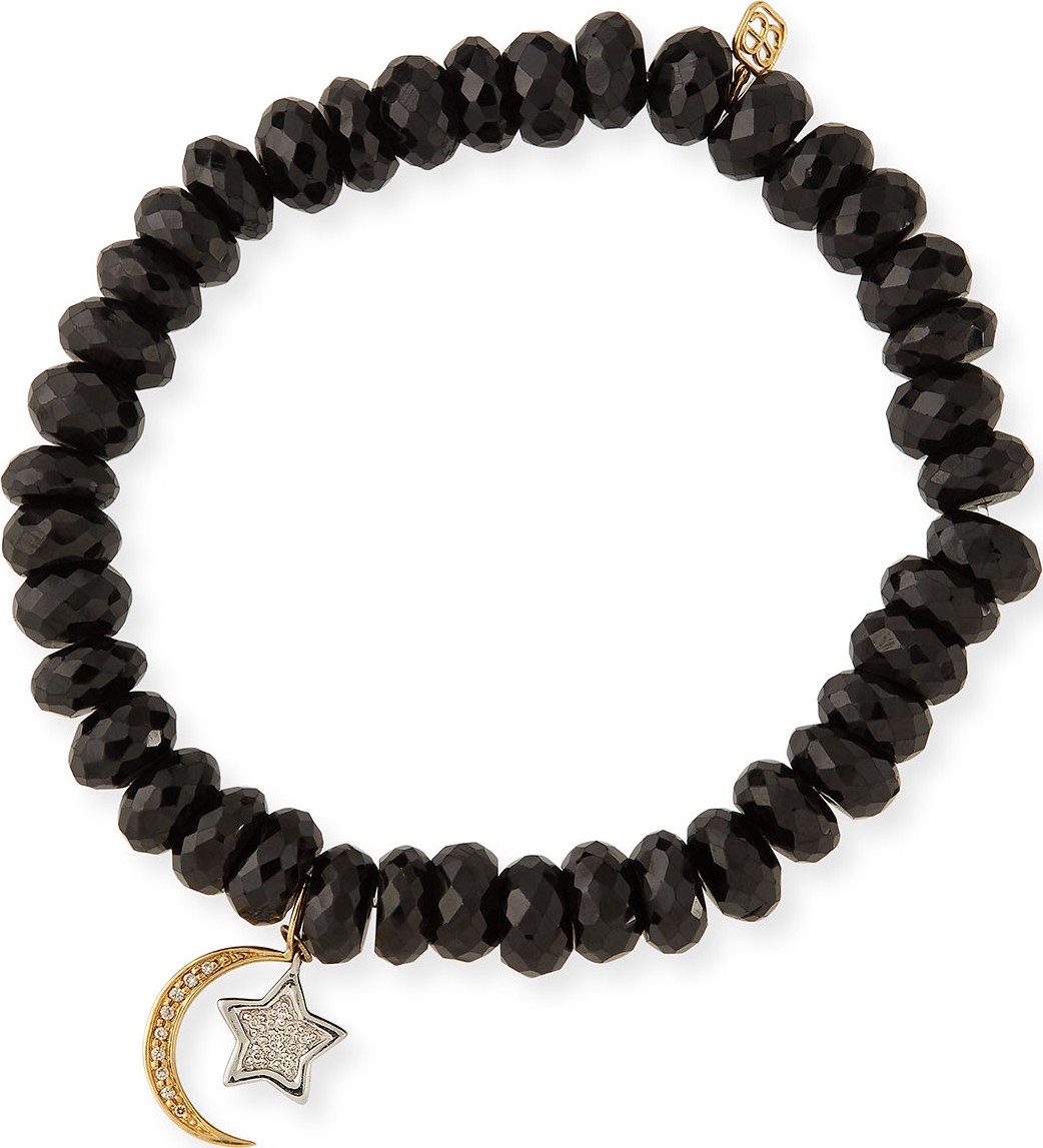 Sydney Evan 8mm Spinel Beaded Bracelet with Diamond Moon & Star Charms
