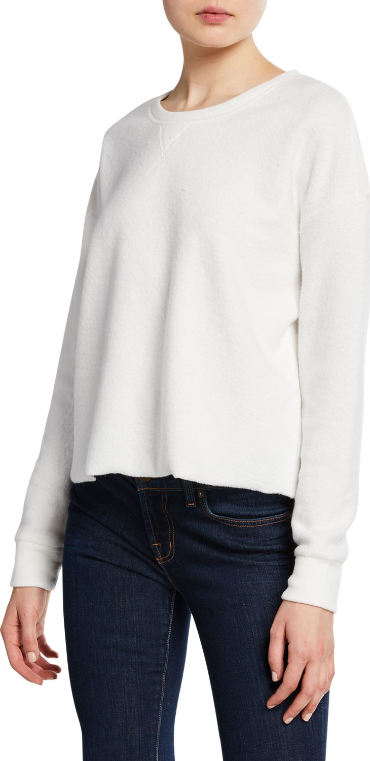 Splendid Plush Crewneck Raw-Edge Sweatshirt