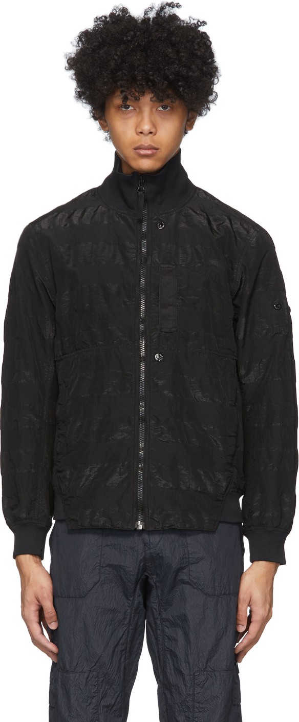 Stone Island Black Nylon Metal Bomber Jacket