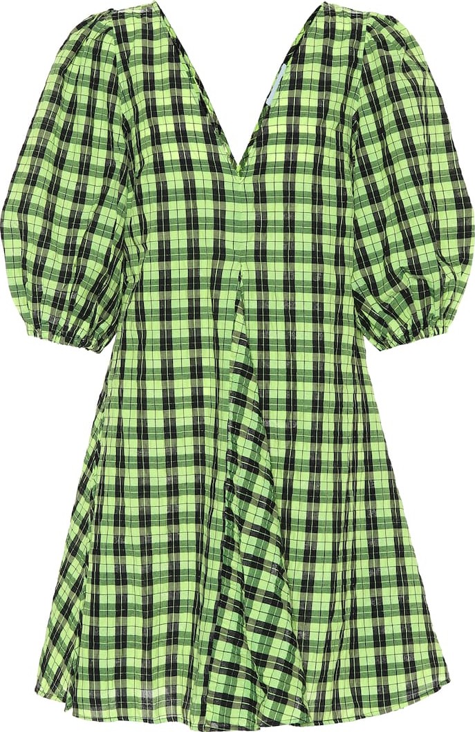 Ganni Cotton-blend seersucker minidress
