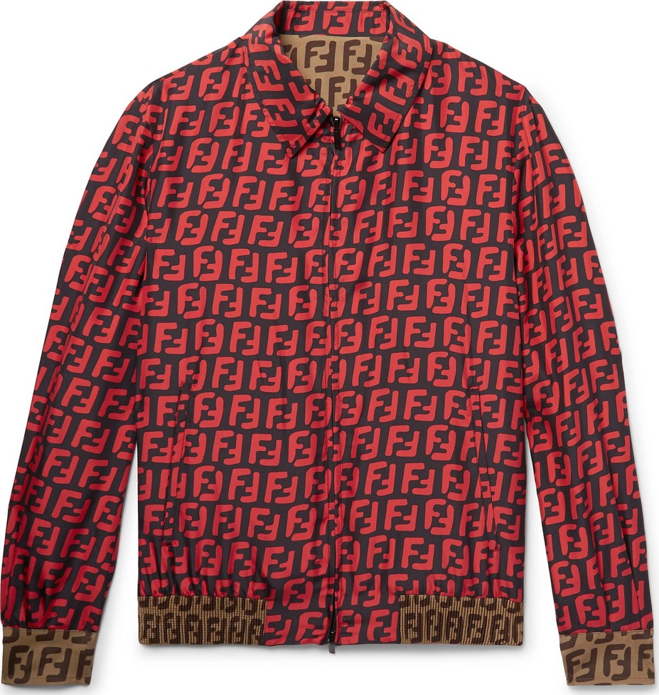 Fendi Reversible Logo-Print Silk Blouson Jacket
