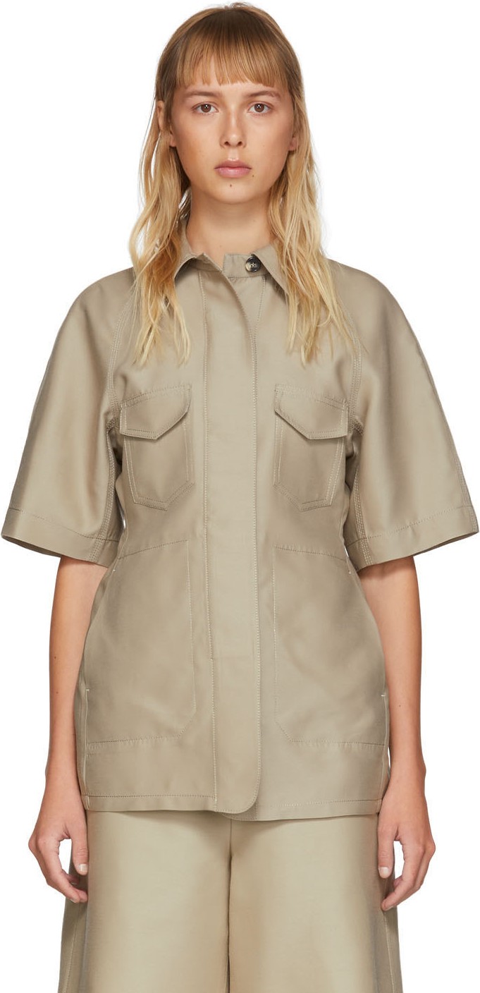 LVIR Beige Structured Short Sleeve Shirt