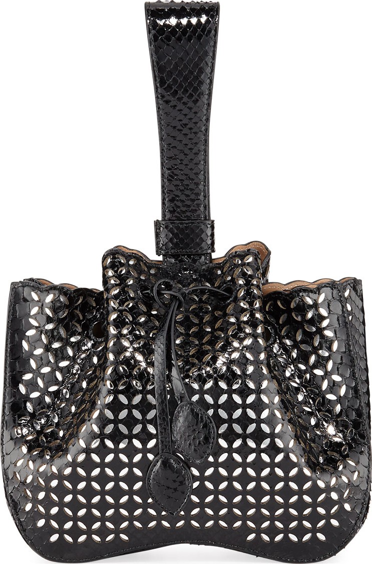 Alaïa Python Wristlet Bucket Bag