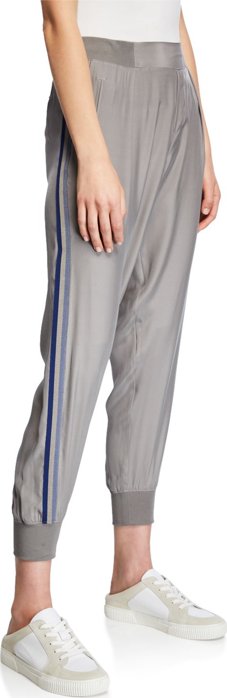 ATM Anthony Thomas Melillo Silk Pull-On Jogger Pants w/ Side Stripes