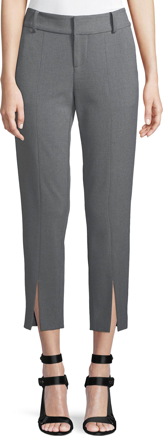 Alice + Olivia Stacey Front Slit Ankle Crepe Pants