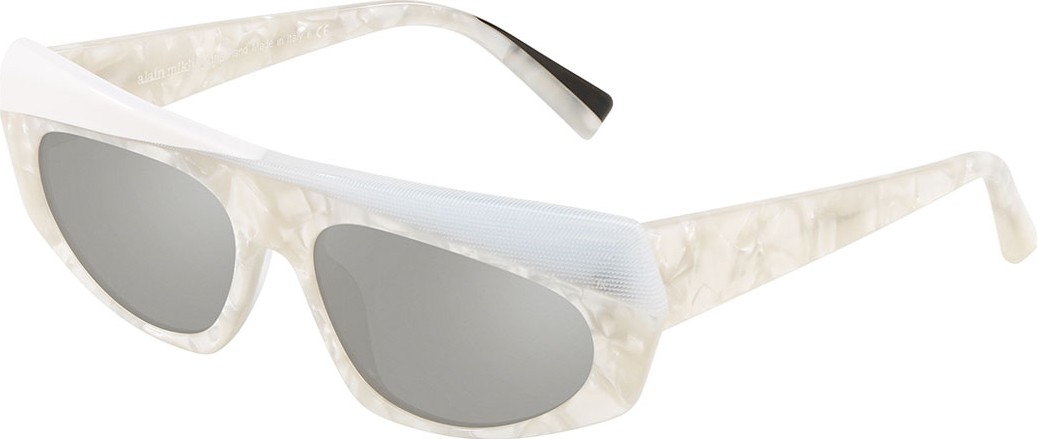 Alain Mikli Pose Mixed Acetate Shield Sunglasses