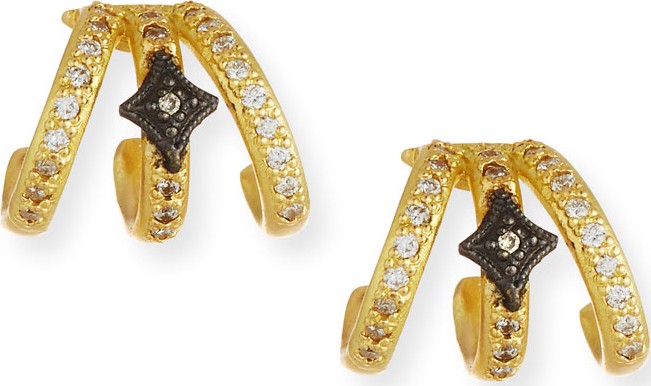 Armenta Old World Triple-Huggie Diamond Earrings