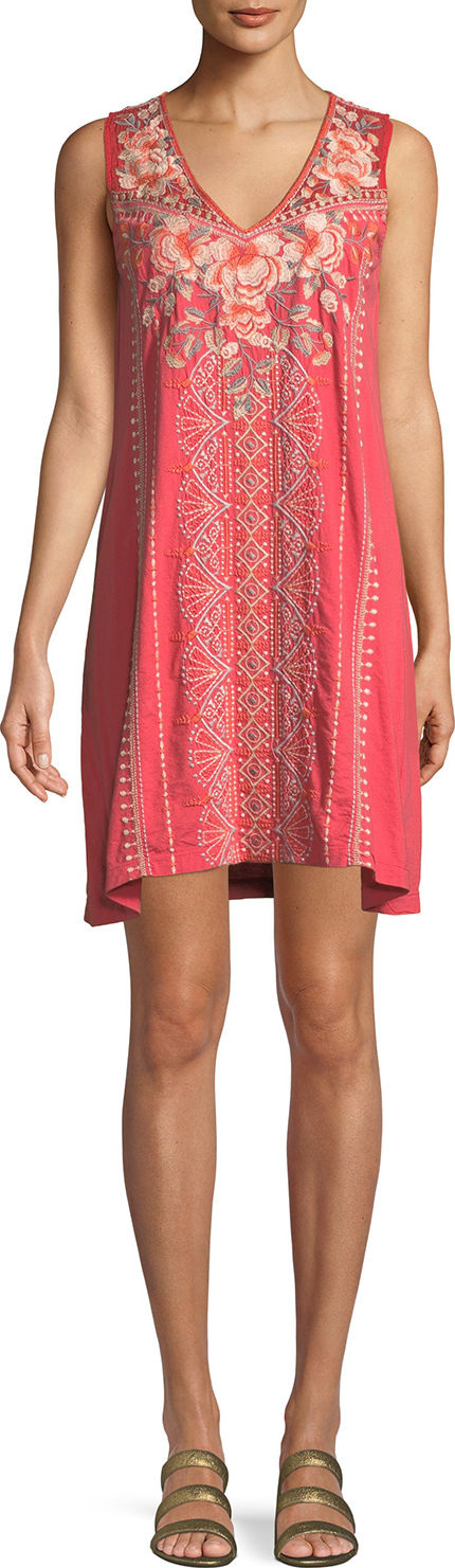 Johnny Was Calida Sleeveless Embroidered Tank Tunic