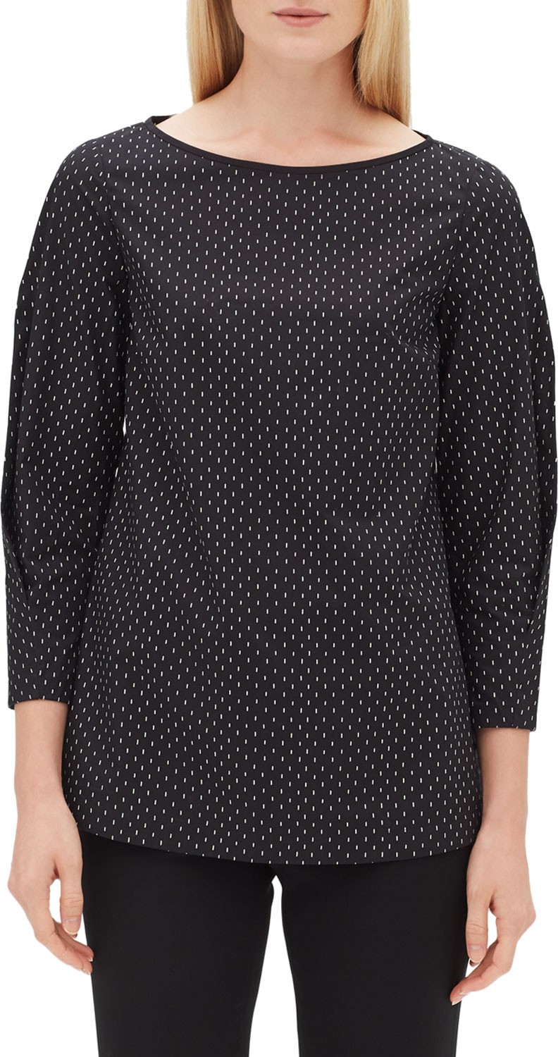 Lafayette 148 New York Caddie Boat-Neck Polka-Dot Blouse