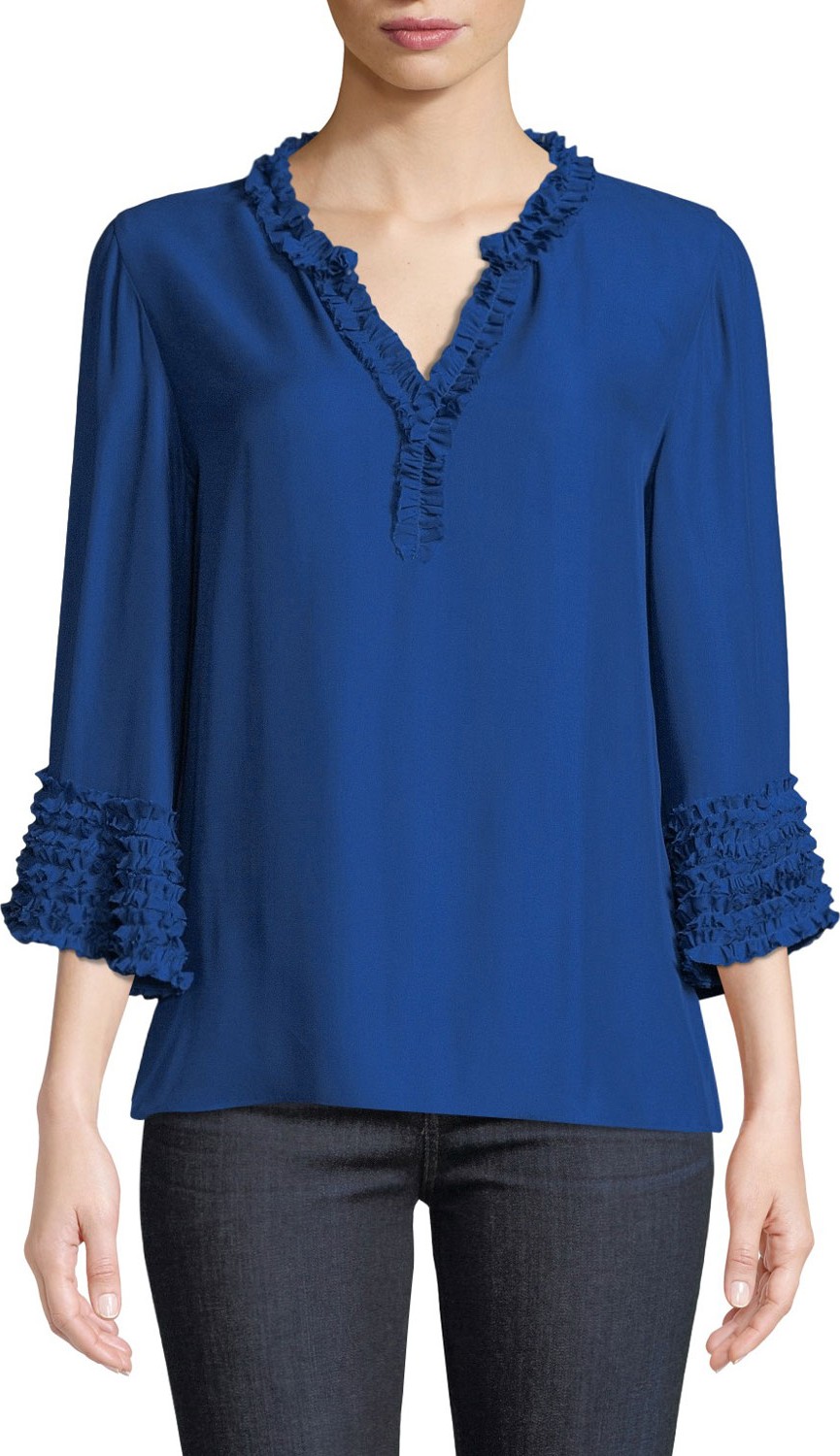 KOBI HALPERIN Orlie Ruffled Silk Blouse