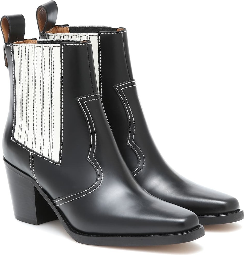 Ganni Western leather ankle boots