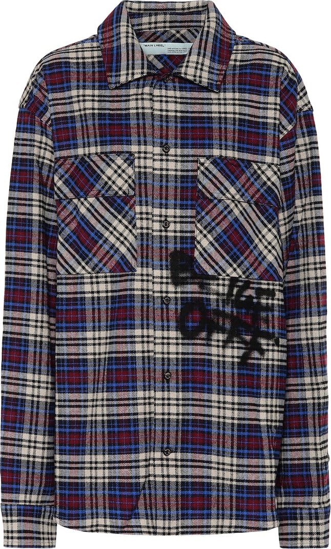 Off White Checked cotton-blend shirt jacket
