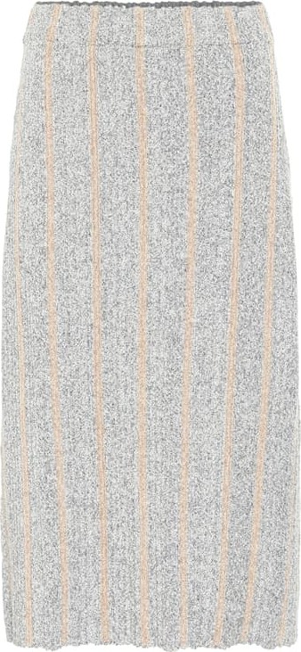 Jil Sander Striped wool-blend knit midi skirt