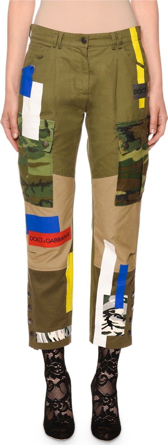 Dolce & Gabbana Military Patchwork Cropped Drill Pants