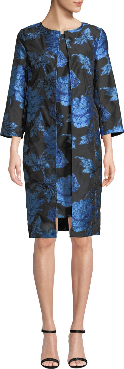 Albert Nipon Two-Piece Floral Jacquard Dress & Topper Set
