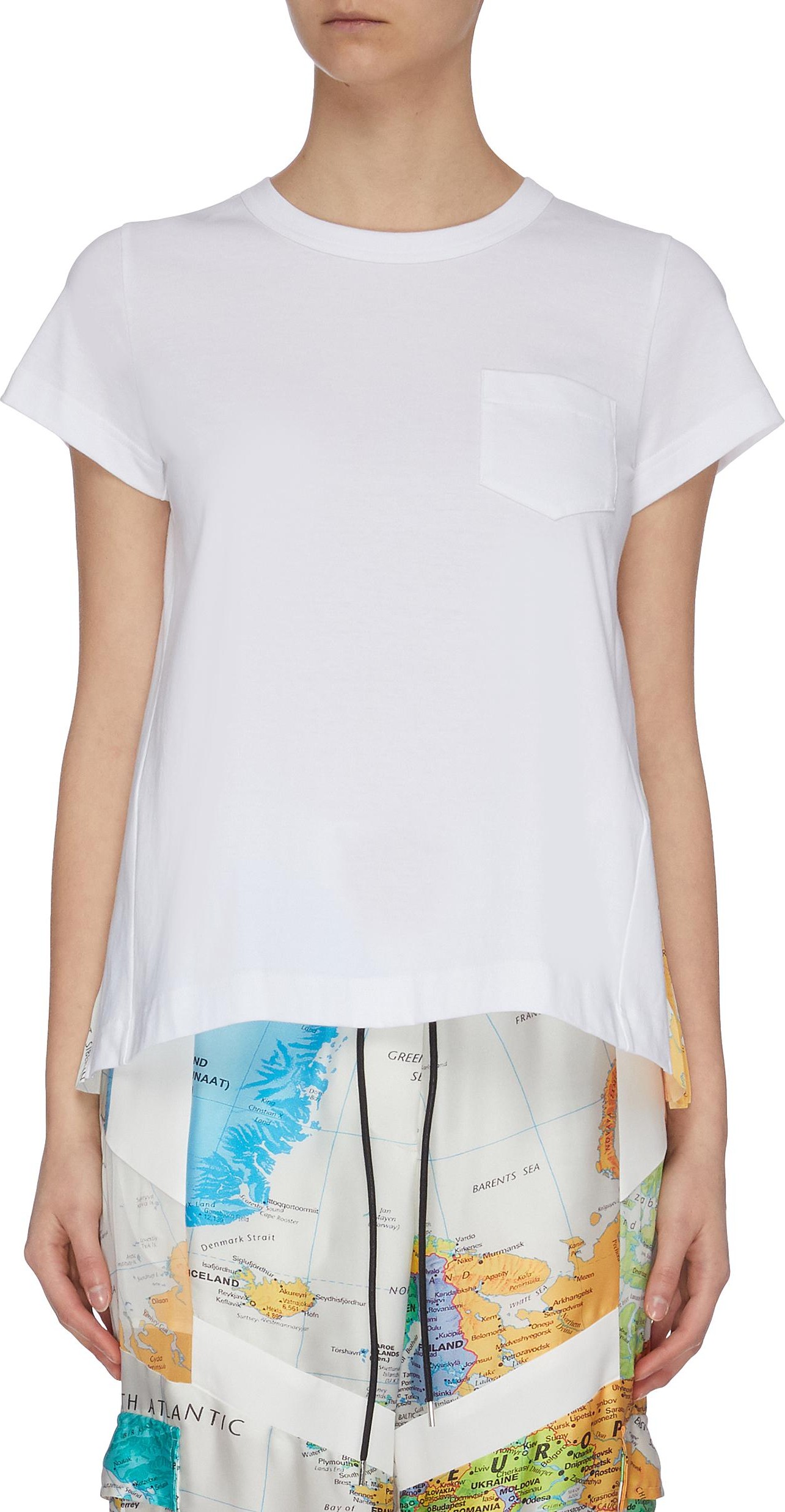 Sacai World map graphic print pleat back top