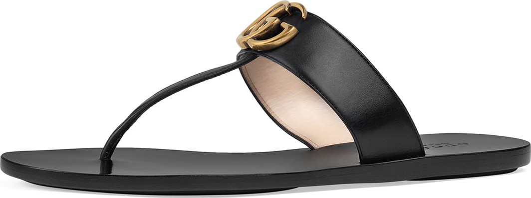 Gucci Flat Marmont Leather Thong