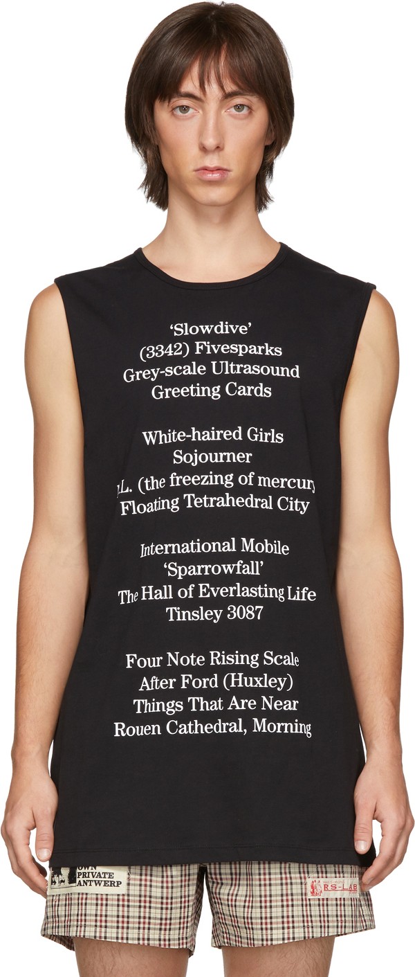 Raf Simons Black Printed Text Tank Top
