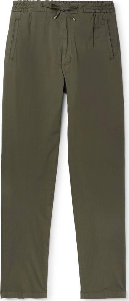 Lardini Pleated Stretch-Cotton Drawstring Trousers