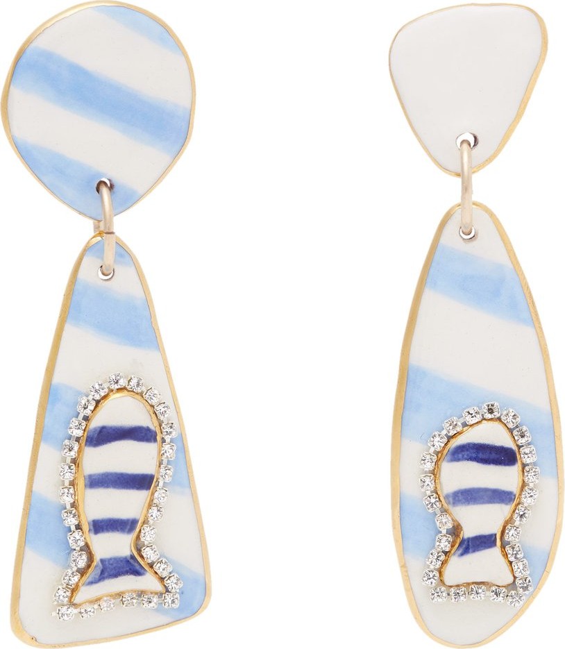 Sonia Boyajian Miller mismatched ceramic drop earrings
